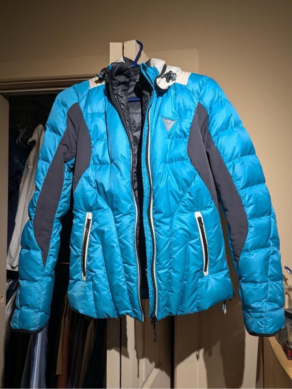 Women’s Teal dainese Blue Quilted Puffer Jacket